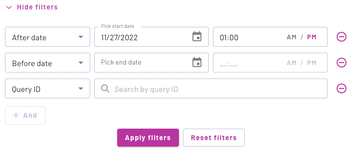 Audit log filters