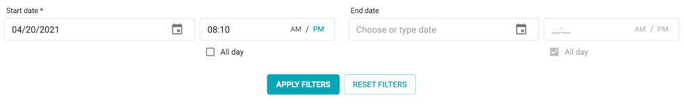 Cluster history time range