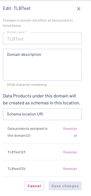 Edit domain pane