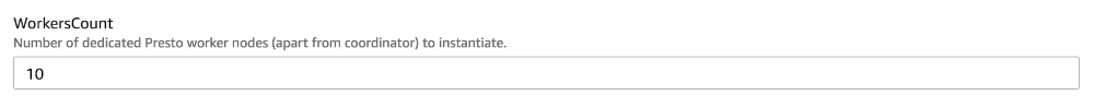 AWS WorkersCount field set to 10 worker nodes