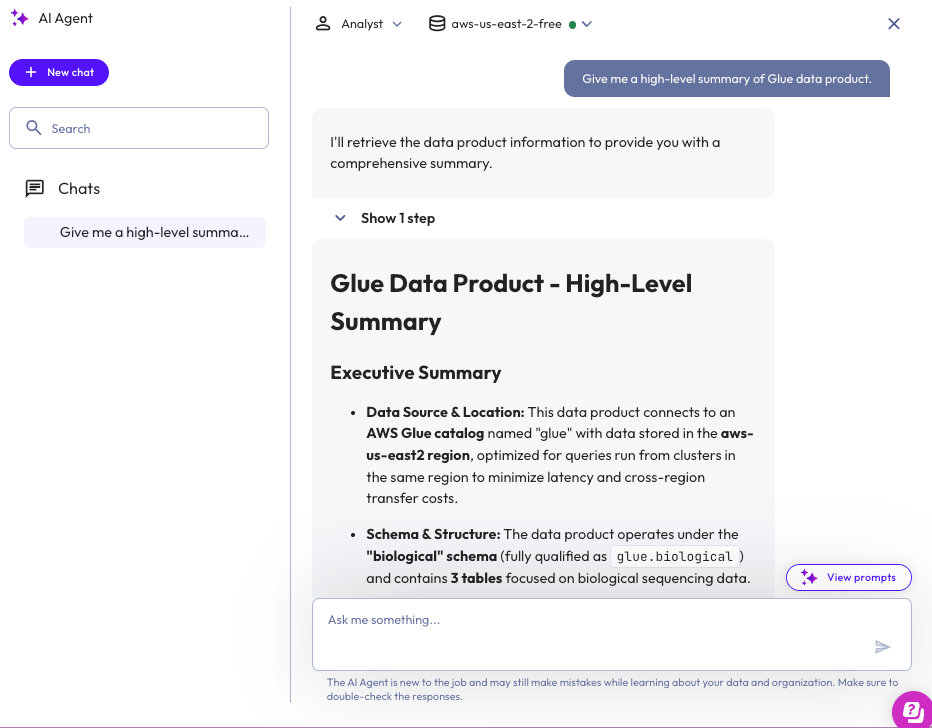 AI Agent chat session