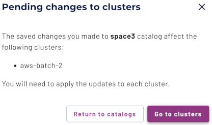 pending changes to cluster dialog