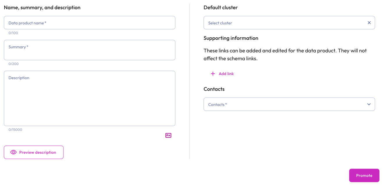 Promote schema dialog