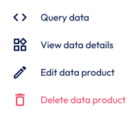 Data products options menu