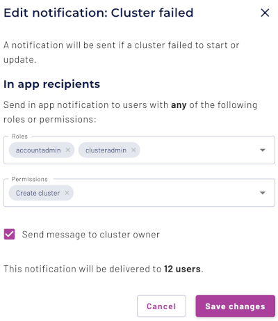 Image of the notification settings for in-app notifications