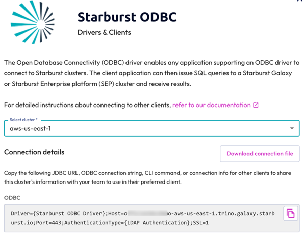Partner connect tile for ODBC