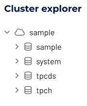 Query editor sample cluster explorer