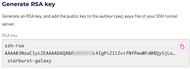 SSH tunnel keys generated