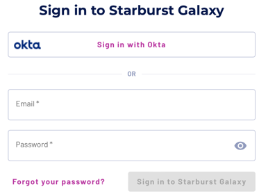 Galaxy sign in with Okta button