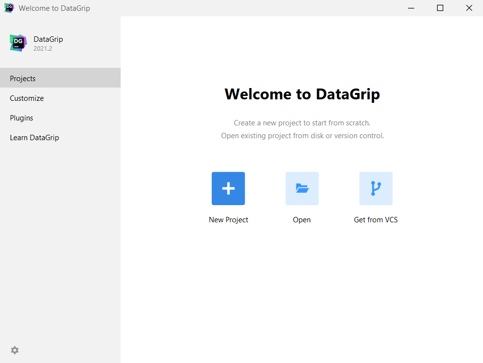 DataGrip new project